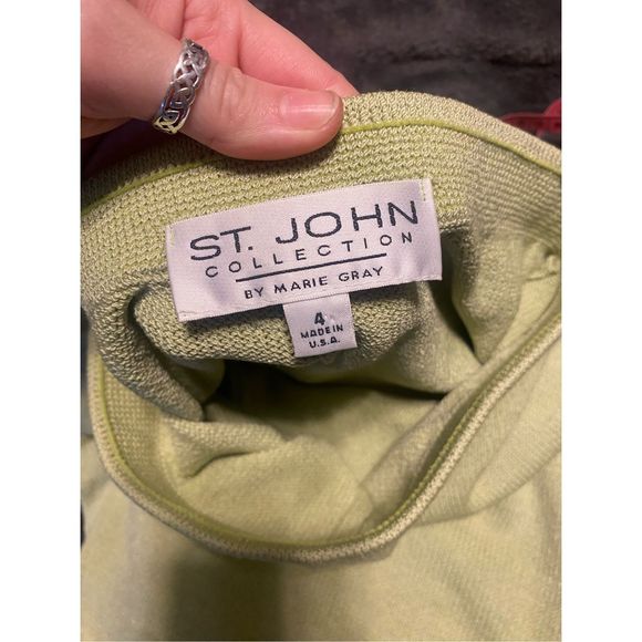 St. John Light Green Knit Wide Leg Pants Size 4 - Picture 3 of 10